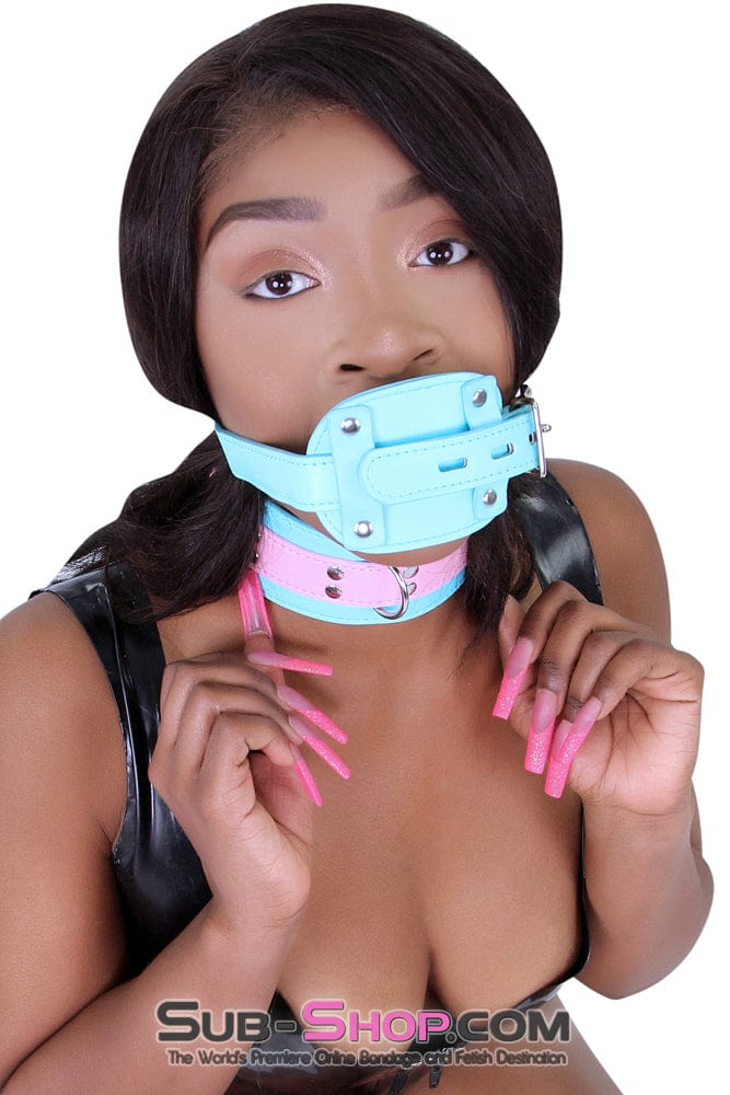 2739RS <b>BOGO!</b> Locking Rubber Penis Gag, Diamond Blue Strap - Image 11