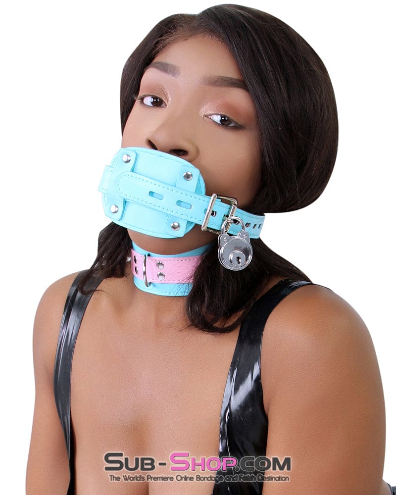 2739RS <b>BOGO!</b> Locking Rubber Penis Gag, Diamond Blue Strap - Image 6