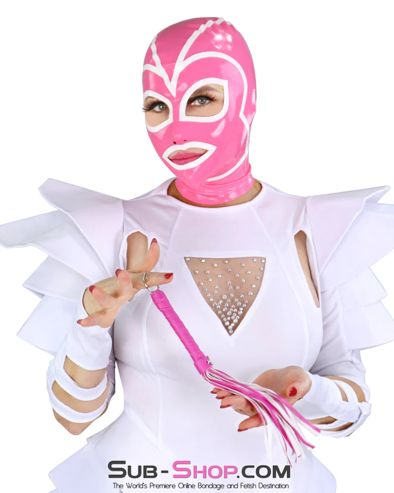 1468DL  Pink Latex Hood with White Lined Eye and Mouth Openings - Image 5