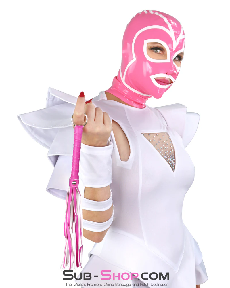 1468DL  Pink Latex Hood with White Lined Eye and Mouth Openings - Image 6