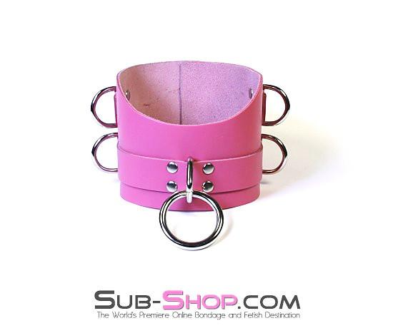 1659A Controlled Hot Pink Leather Bondage Posture Collar - Image 19