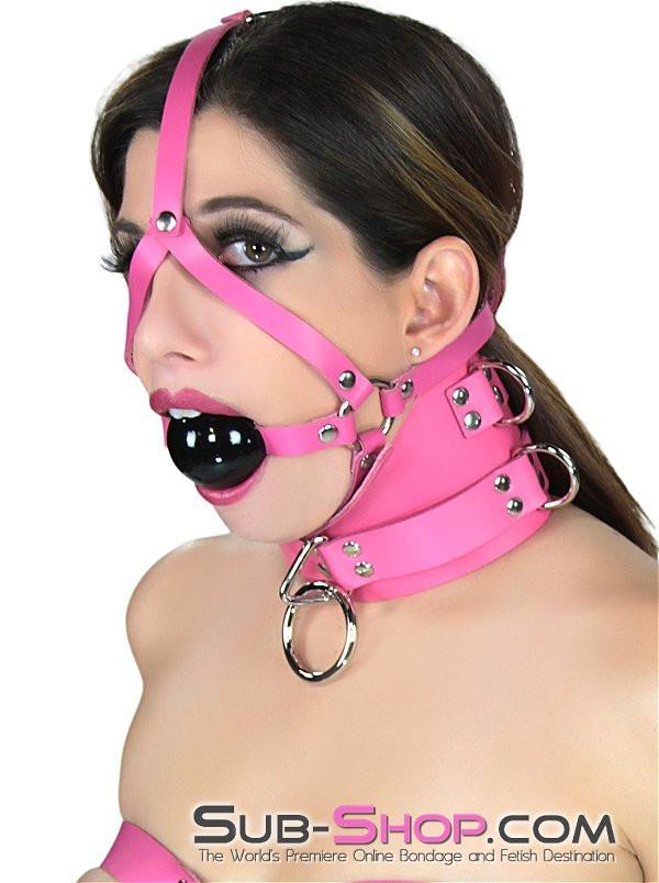 1659A Controlled Hot Pink Leather Bondage Posture Collar - Image 21