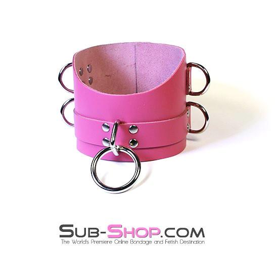 1659A Controlled Hot Pink Leather Bondage Posture Collar - Image 25