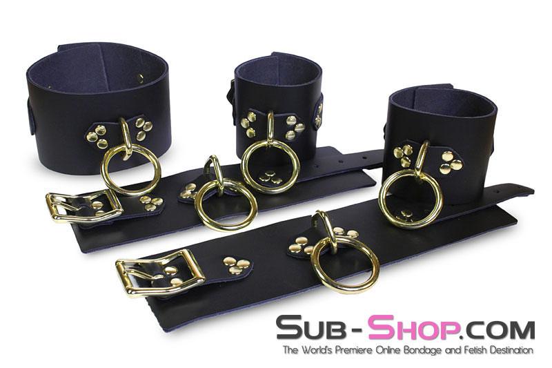1651A Gold Standard Deluxe Black Leather Bondage Posture Collar - Image 7