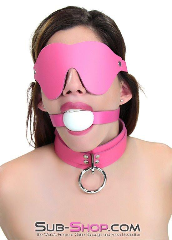 1665A Kept Woman Locking Hot Pink Leather Bondage Collar - Image 4