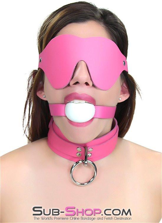 1665A Kept Woman Locking Hot Pink Leather Bondage Collar - Image 6