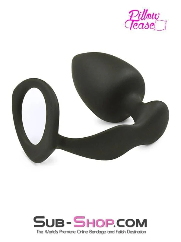 1553M      Silicone Cock Ring and Anal Plugger, Medium Plug - Image 3