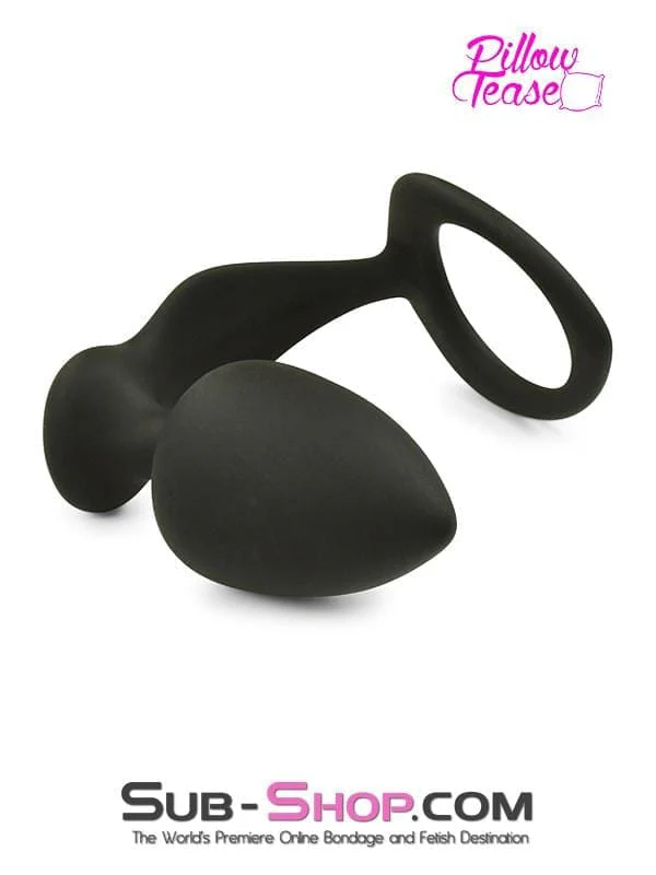 1553M      Silicone Cock Ring and Anal Plugger, Medium Plug - Image 4