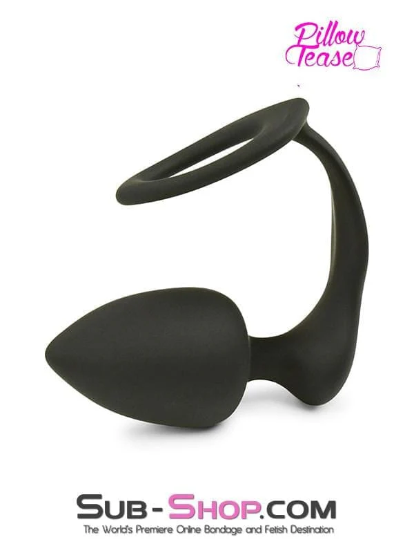 1553M      Silicone Cock Ring and Anal Plugger, Medium Plug - Image 5